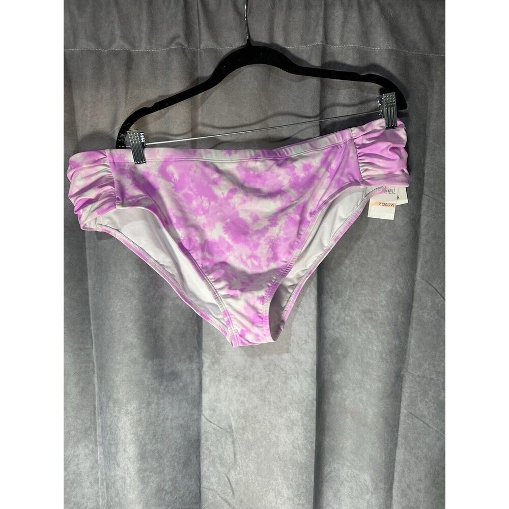 California Waves Plus Tie-Dye Side-Tab Bikini Bottoms Womens 2(20/22) Pink Print